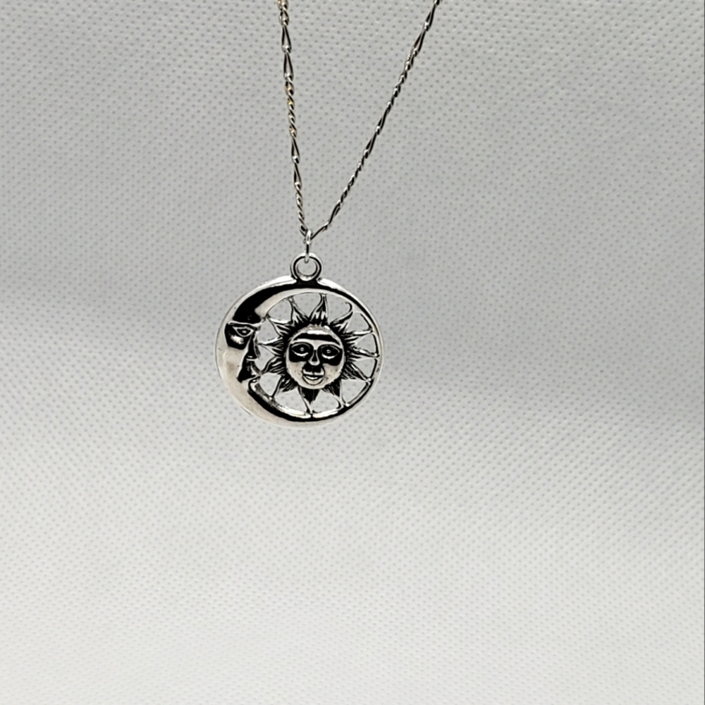 Sun moon necklace silver